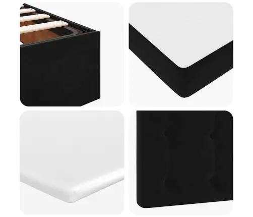 Osmaņu Gultas Rāmis Ar Matrača Melns 160X200Cm Samts Vidaxl