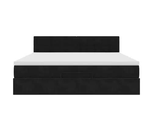 Osmaņu Gultas Rāmis Ar Matrača Melns 160X200Cm Samts Vidaxl