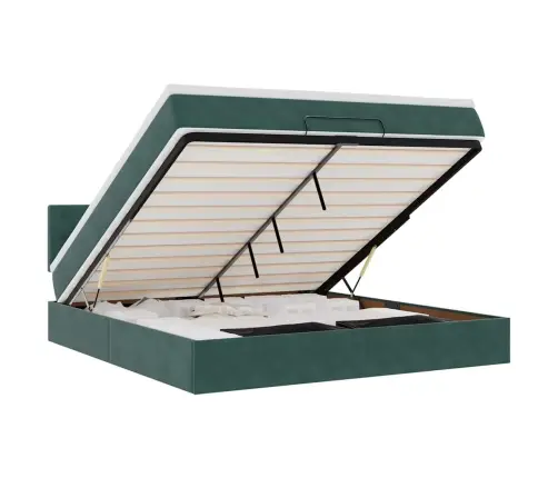 Ottomani Voodi Madratsiga, Tumeroheline, 160X200 cm Samet