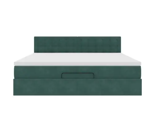 Ottomani Voodi Madratsiga, Tumeroheline, 160X200 cm Samet