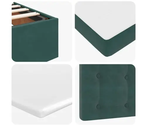 Osmanų Lova Su Čiužiniu Tamsiai Žalias 180X200Cm Velvet