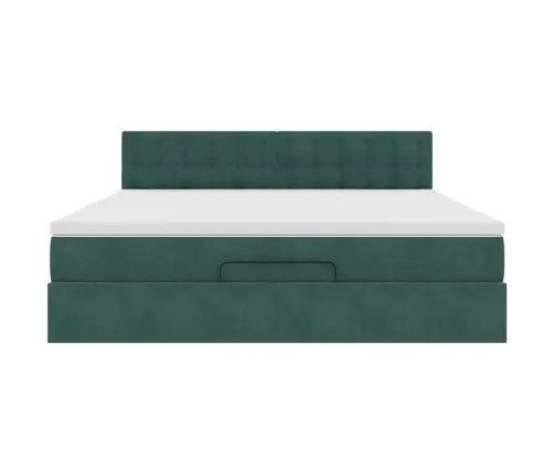 Osmanų Lova Su Čiužiniu Tamsiai Žalias 180X200Cm Velvet