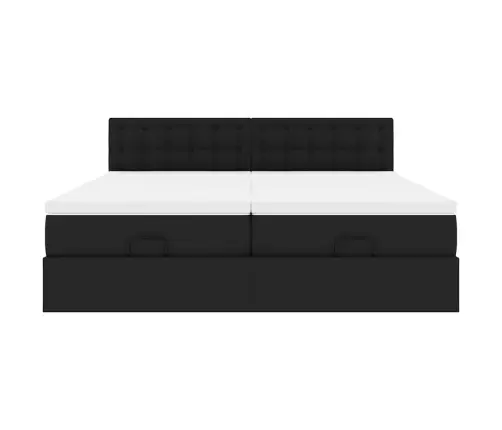 Osmaņu Gultas Rāmis Ar Matraci Melns 160X200 Cm Mākslīgā Āda Vidaxl