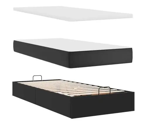 Osmaņu Gultas Rāmis Ar Matračiem Melns 180X200 Cm Mākslīgā Āda Vidaxl