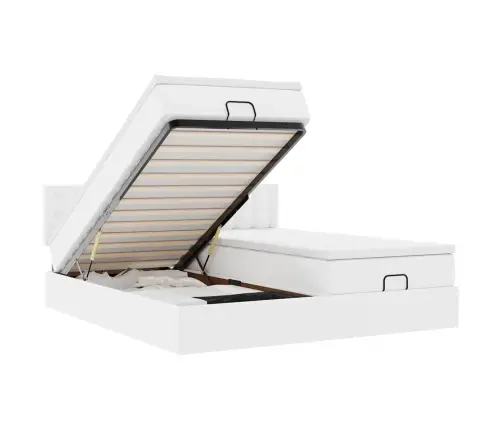 Osmaņu Gultas Rāmis Ar Matračiem Balta 180X200 Cm Mākslīgā Āda Vidaxl