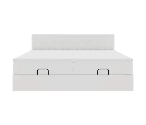 Osmaņu Gultas Rāmis Ar Matračiem Balta 200X200 Cm Mākslīgā Āda Vidaxl