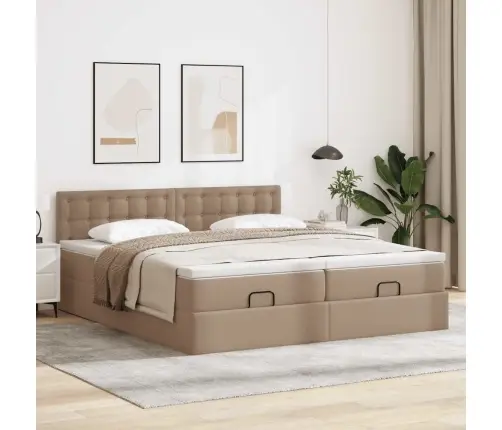 Osmaņu Gultas Rāmis Ar Matračiem Kapučīno 200X200Cm Vidaxl