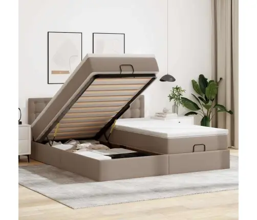 Osmaņu Gultas Rāmis Ar Matračiem Kapučīno 200X200Cm Vidaxl