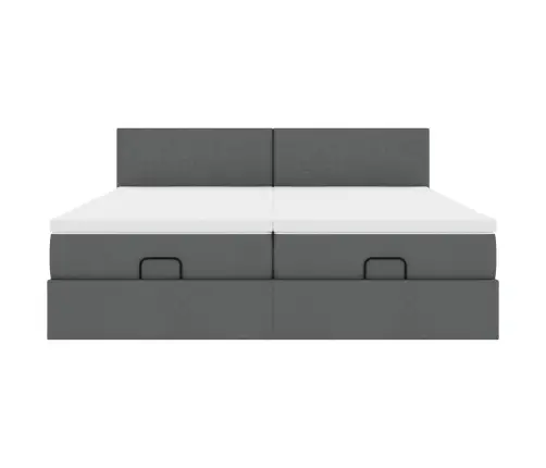 Osmaņu Gultas Rāmis Ar Matračiem Tumši Pelēks 160X200Cm Audums Vidaxl