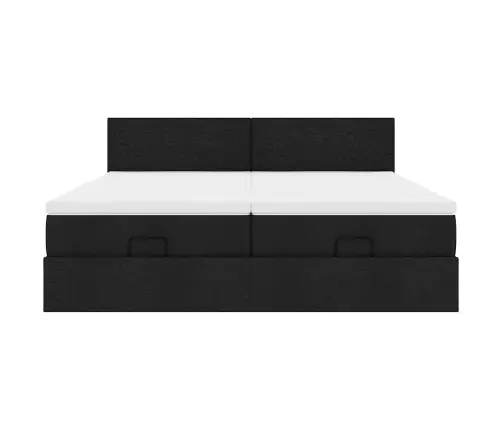 Ottomani Voodiraam Madratsitega, Must, 160X200Cm , Kangas