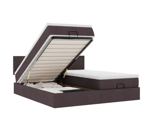 Ottomani Voodiraam Madratsitega, Tumepruun, 160X200Cm , Kangas