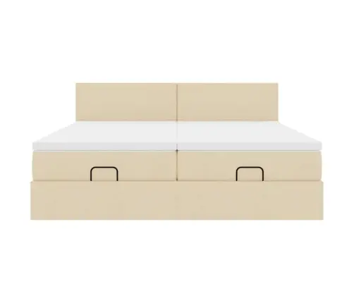 Osmaņu Gultas Rāmis Ar Matračiem Krēmkrāsas 160X200Cm Audums Vidaxl