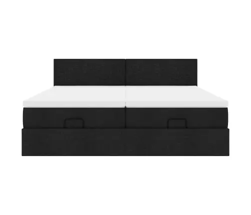 Ottomani Voodiraam Madratsitega, Must, 200X200cm Kangas