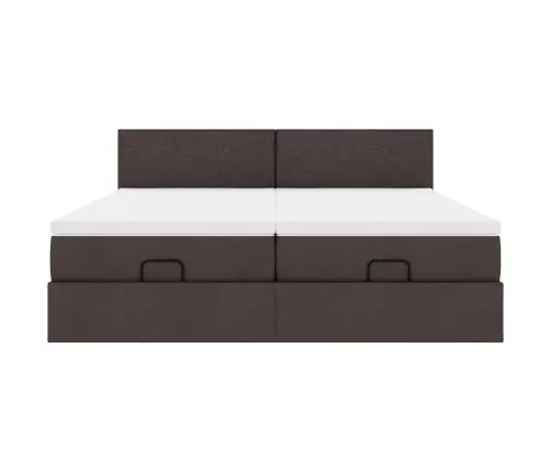 Osmaņu Gultas Rāmis Ar Matračiem Tumši Brūns 200X200Cm Audums Vidaxl