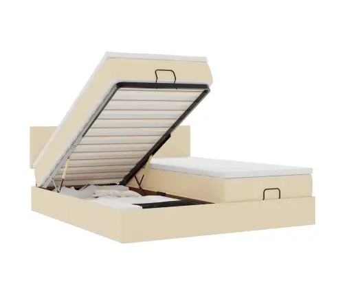 Ottomani Voodiraam Madratsitega, Kreemjas, 200X200cm Kangas