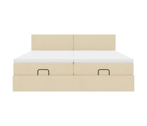 Ottomani Voodiraam Madratsitega, Kreemjas, 200X200cm Kangas