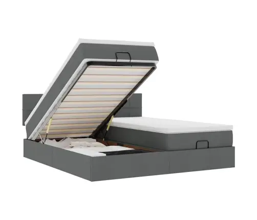 Osmanų Lovos Rėmas Su Čiužiniais, Pilkas, 160X200cm Audinys