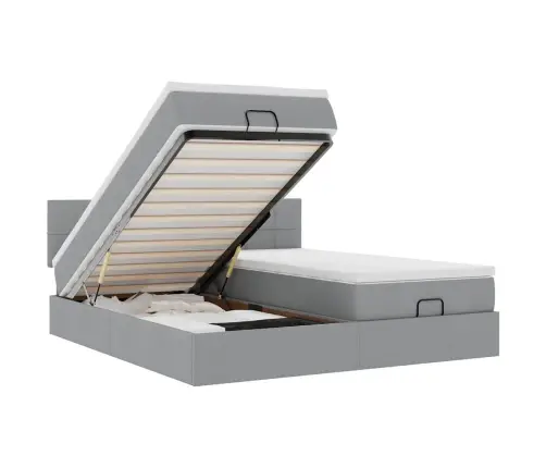 Osmanų Lovos Rėmas Su Čiužiniais, Pilkas, 180X200cm Audinys