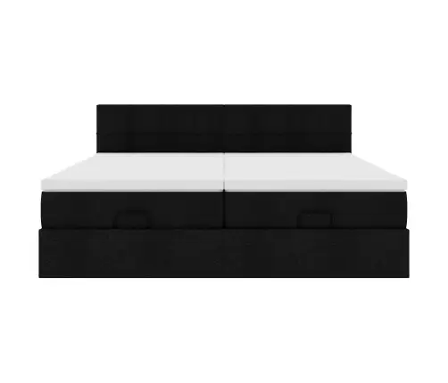 Osmaņu Gultas Rāmis Ar Matračiem Melns 200X200Cm Audums Vidaxl