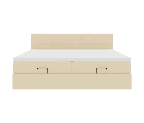 Ottomani Voodiraam Madratsitega, Kreemjas, 200X200cm Kangas