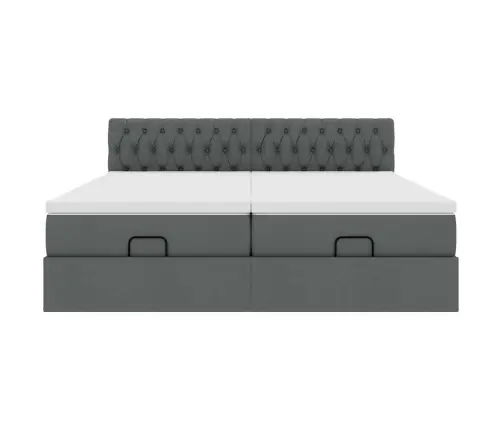 Ottomani Voodiraam Madratsitega, Tumehall, 160X200Cm , Kangas