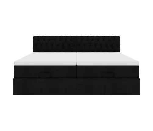 Osmaņu Gultas Rāmis Ar Matračiem Melns 160X200Cm Audums Vidaxl