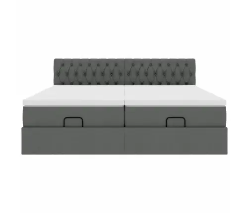 Osmaņu Gultas Rāmis Ar Matračiem Tumši Pelēks 180X200Cm Audums Vidaxl