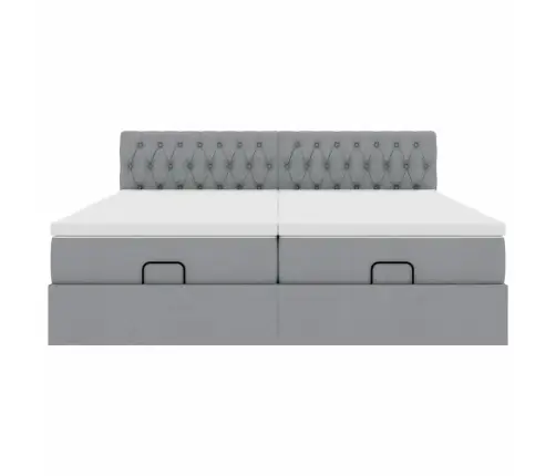 Osmaņu Gultas Rāmis Ar Matračiem Gaiši Pelēks 200X200Cm Audums Vidaxl