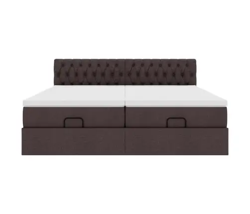 Osmaņu Gultas Rāmis Ar Matračiem Tumši Brūns 200X200Cm Audums Vidaxl