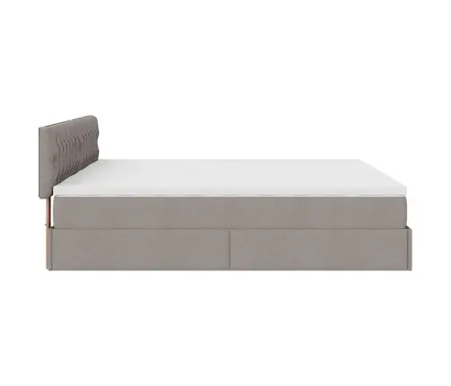 Osmaņu Gultas Rāmis Ar Matračiem Pelēkbrūns 200X200Cm Audums Vidaxl