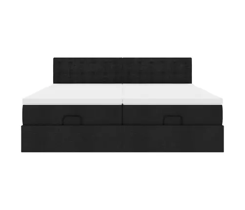 Ottomani Voodiraam Madratsitega, Must, 160X200Cm , Kangas