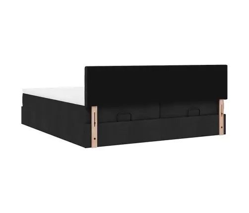 Ottomani Voodiraam Madratsitega, Must, 160X200Cm , Kangas