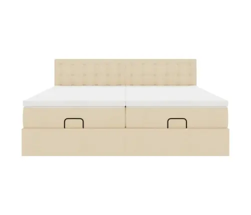 Osmaņu Gultas Rāmis Ar Matračiem Krēmkrāsas 160X200Cm Audums Vidaxl