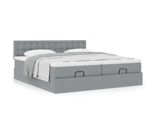 Osmaņu Gultas Rāmis Ar Matračiem Gaiši Pelēks 180X200Cm Audums Vidaxl