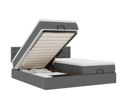 Osmaņu Gultas Rāmis Ar Matračiem Tumši Pelēks 180X200Cm Audums Vidaxl