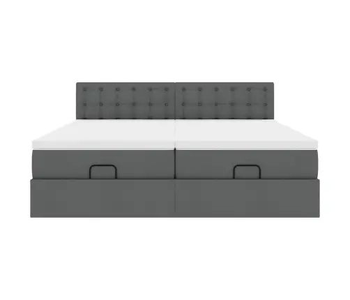 Osmaņu Gultas Rāmis Ar Matračiem Tumši Pelēks 180X200Cm Audums Vidaxl