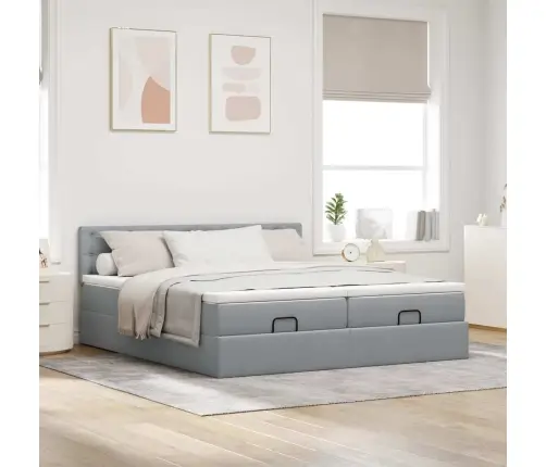 Osmanų Lovos Rėmas Su Čiužiniais, Pilkas, 200X200cm Audinys