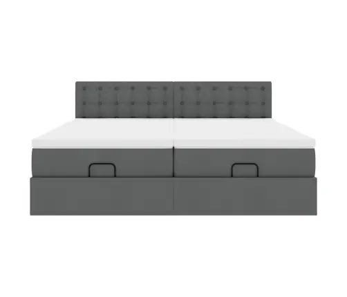 Osmaņu Gultas Rāmis Ar Matračiem Tumši Pelēks 200X200Cm Audums Vidaxl