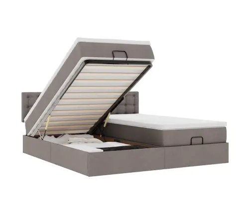 Osmaņu Gultas Rāmis Ar Matračiem Pelēkbrūns 200X200Cm Audums Vidaxl