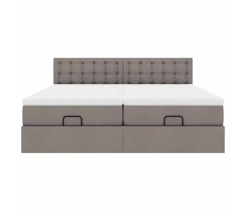 Osmaņu Gultas Rāmis Ar Matračiem Pelēkbrūns 200X200Cm Audums Vidaxl