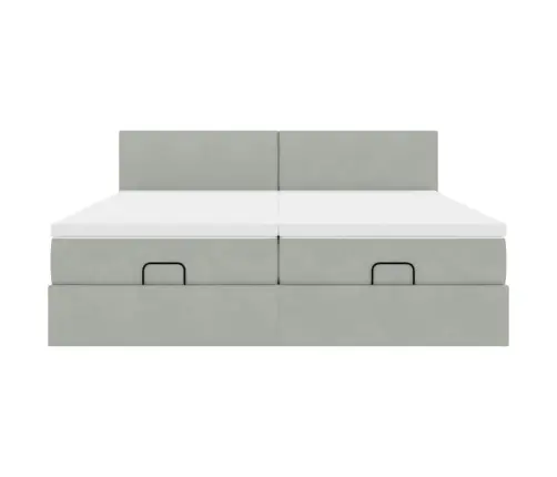 Osmaņu Gultas Rāmis Ar Matračiem Gaiši Pelēks 160X200Cm Audums Vidaxl