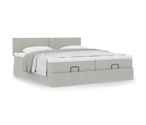 Osmaņu Gultas Rāmis Ar Matračiem Gaiši Pelēks 180X200Cm Audums Vidaxl