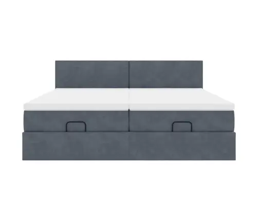 Osmanų Lovos Rėmas Su Čiužiniais, Pilkas, 180X200cm Aksomas