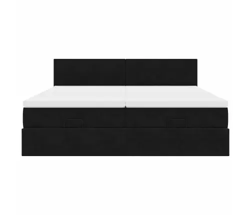 Ottomani Voodiraam Madratsitega, Must, 180X200 cm Samet