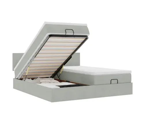 Osmaņu Gultas Rāmis Ar Matračiem Gaiši Pelēks 200X200Cm Audums Vidaxl