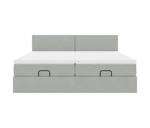 Osmaņu Gultas Rāmis Ar Matračiem Gaiši Pelēks 200X200Cm Audums Vidaxl