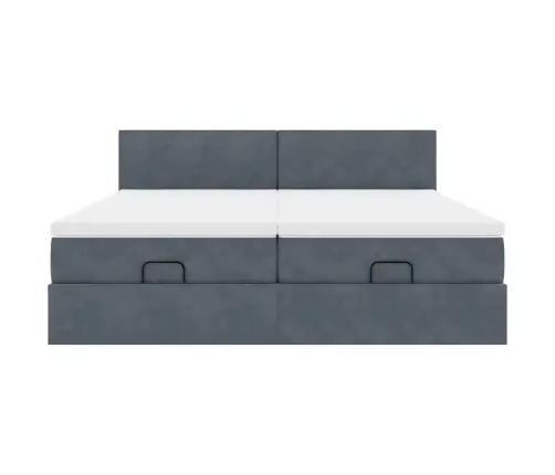 Osmaņu Gultas Rāmis Ar Matračiem Tumši Pelēks 200X200Cm Audums Vidaxl