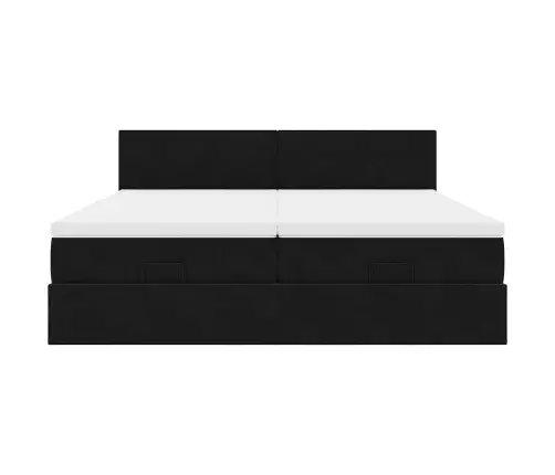 Osmanų Lovos Rėmas Su Čiužiniais, Juodas, 200X200cm Aksomas