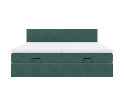 Osmanų Lovos Rėmas Su Čiužiniais, Žalias, 200X200cm Aksomas