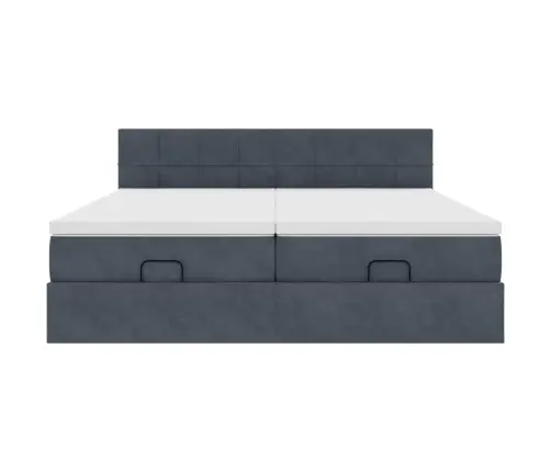 Ottomani Voodiraam Madratsitega, Tumehall, 160X200 cm Samet